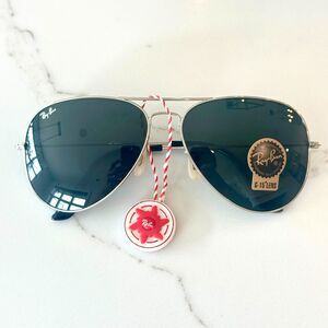 Ray-Ban Large Aviator II Silver Frame / G-15 Lenses Sunglasses - New w Case